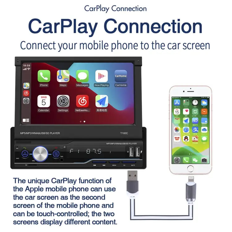 Wholesale 7 inch Manually Retractable carplay Screen Car