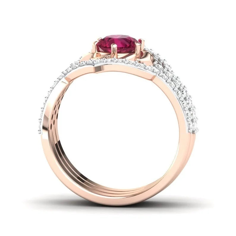Rose Gold Flower Ring Set