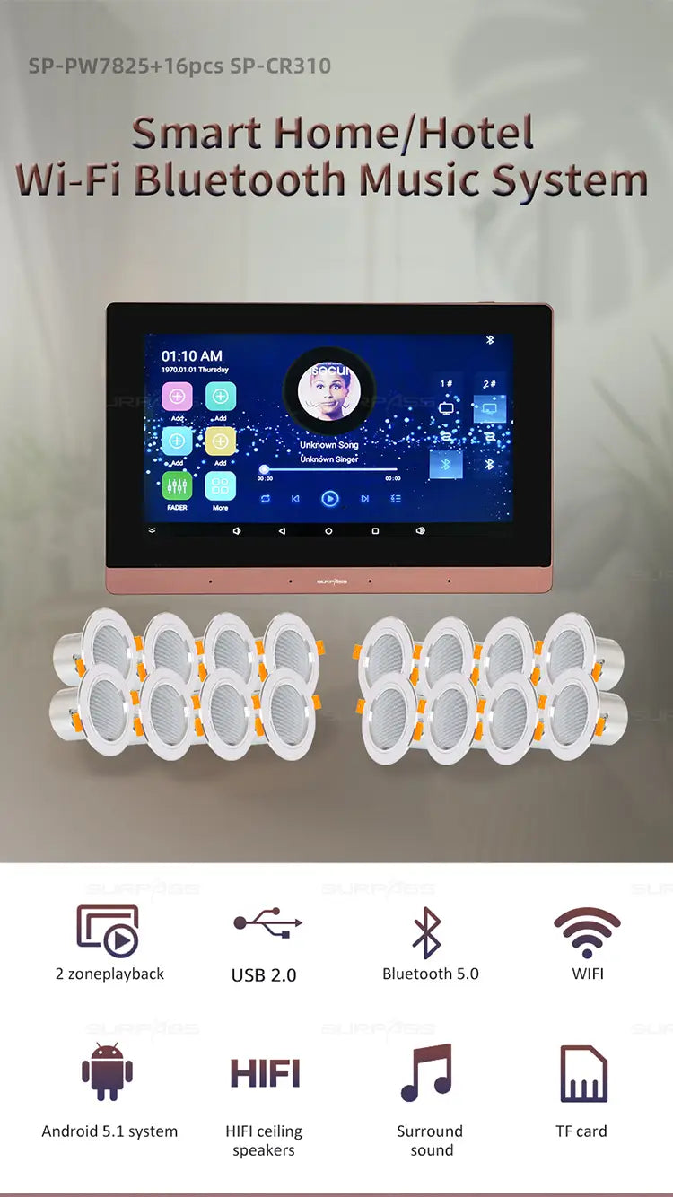 WiFi Audio Wall Amplifier 7 Inch Smart Home Stereo Sound