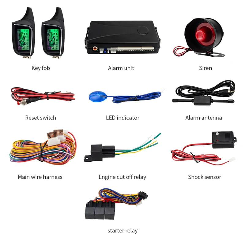 EASYGUARD 2 Way Car Alarm System remote auto Start LCD Pager Display vibration alarm universal DC12V shock sensor