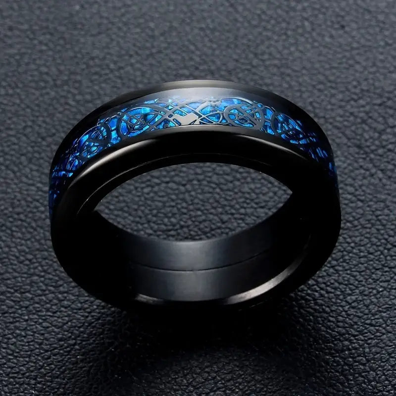Carofeez Charm Couple Ring Stainless Steel Black Men’s Blue Zircon Women’s Sets Valentine’s Day Wedding Bands