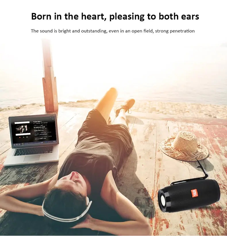 Wireless Speaker Bluetooth-compatible Microlab Portable Powerful High Outdoor Bass TF FM Radio with LED Light