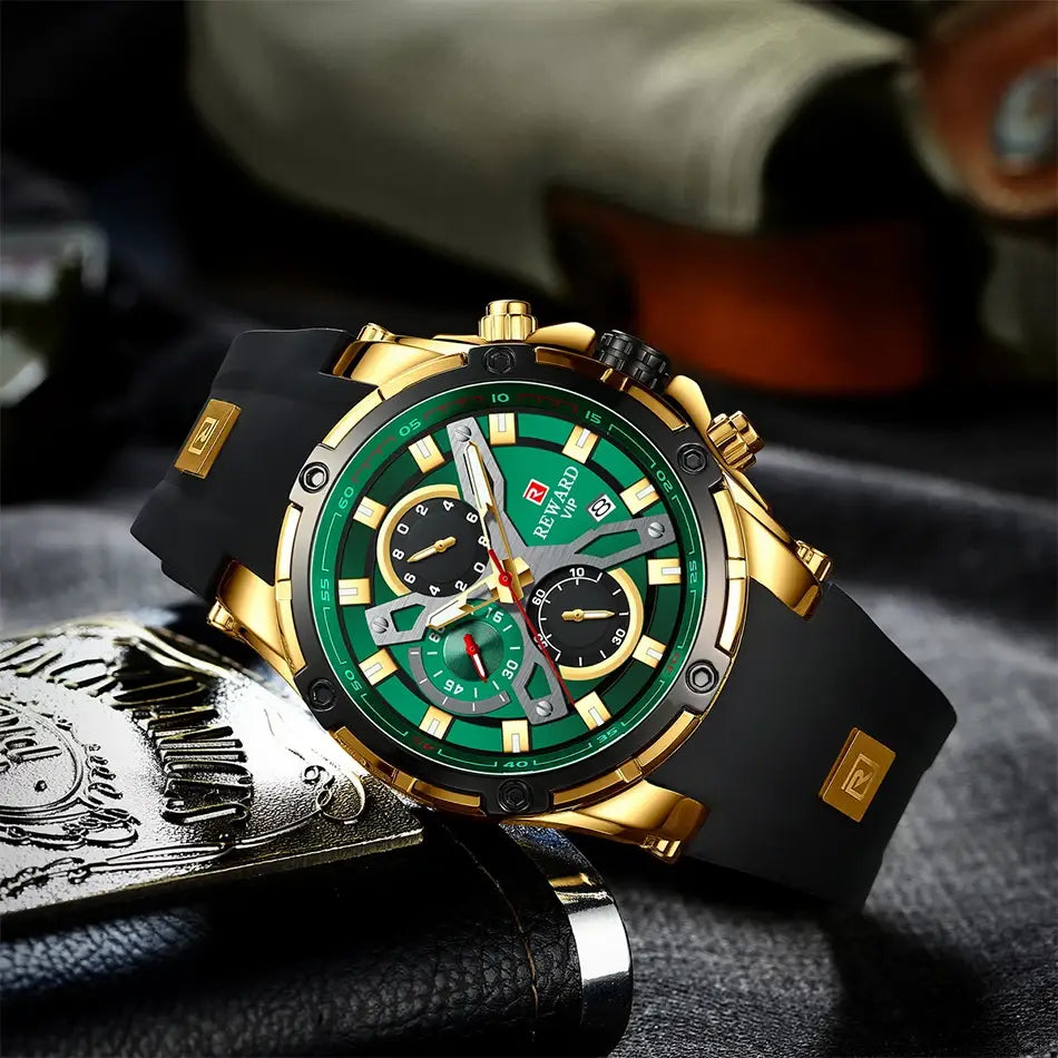 2023 New REWARD Mens Watches Blue Waterproof Top Luxury Brand Chronograph Sport Watch Quartz For Men Wristwatch