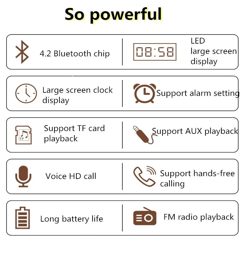 Wooden Soundbar Bluetooth Speaker Music Acoustic System 20W HIFI Stereo Surround LED Display Outdoor With FM Radio