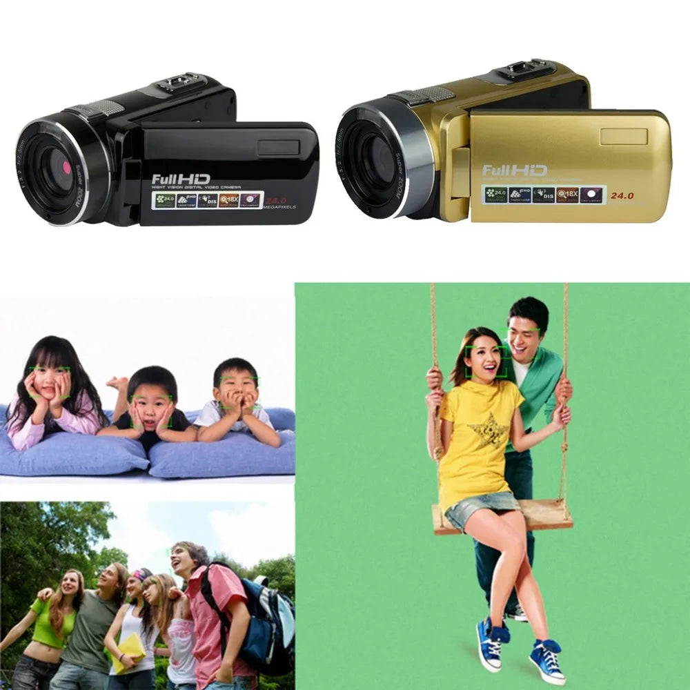 24MP Digital Camera 1920 x 1080 Full HD Night Vision 3.0 Inch LCD Screen 18X Zoom Video Camcorder Mini DV Drop Shipping