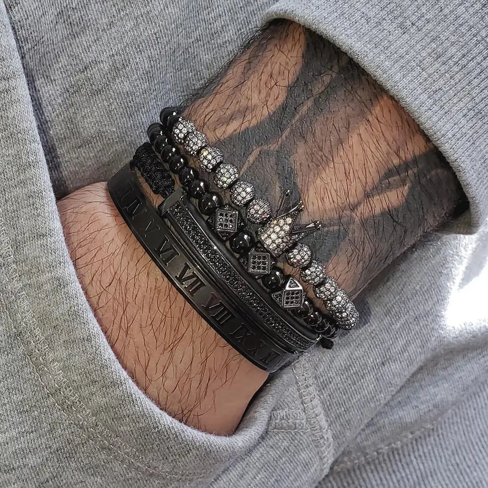 Men Bracelet jewelry 4pcs/set crown charms Macrame beads Bracelets Braiding Man Luxury Jewelry for women bracelet gift