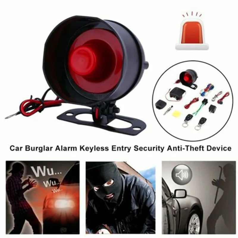 DOXINGYE Universal One Way Car Burglar Alarm Protective System Security Anti-theft Siren Horn +2 Remote Control