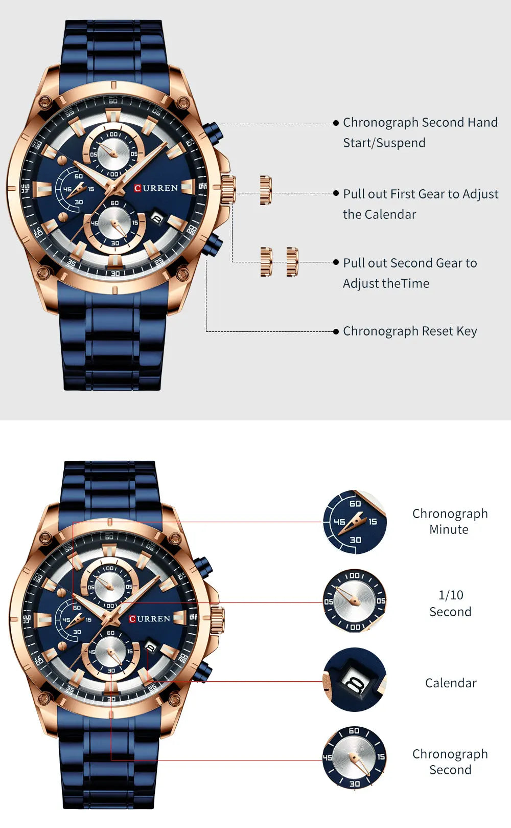 CURREN 8360 Men’s Waterproof Quartz Watch with Calendar