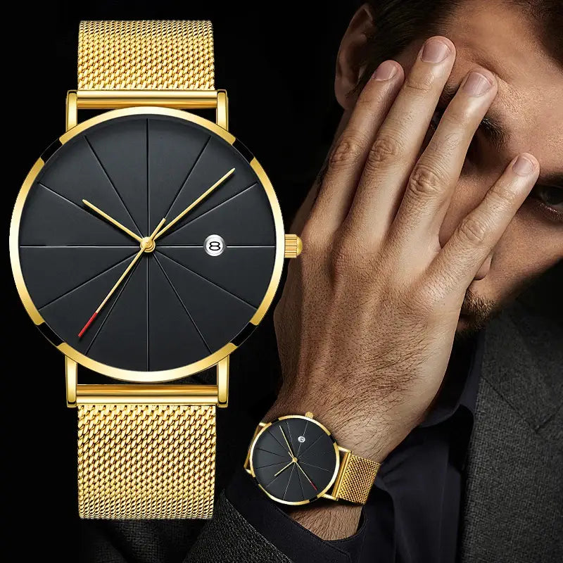 Mesh Band Steel Watch - Classic Men’s Timepiece