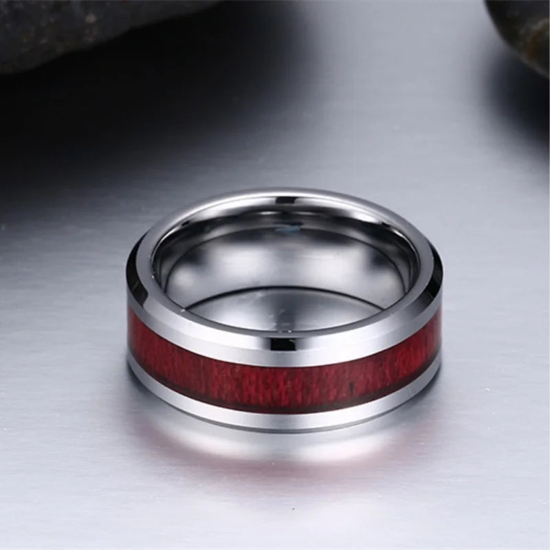 Fashion Jewelry Brown Red Stainless Steel Couple Ring Casual Male Elegant Female Engagement Valentine’s Day Gift