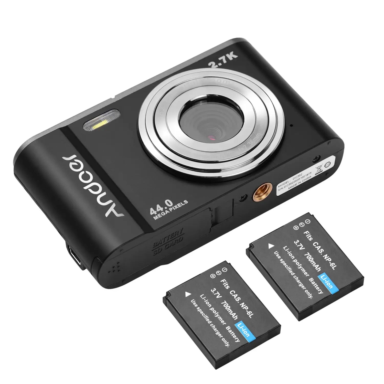 Andoer Mini Digital Camera 44MP 2.7K 16X Zoom Self-Timer 128GB Extended Memory Face Detection Anti-shaking Built-in