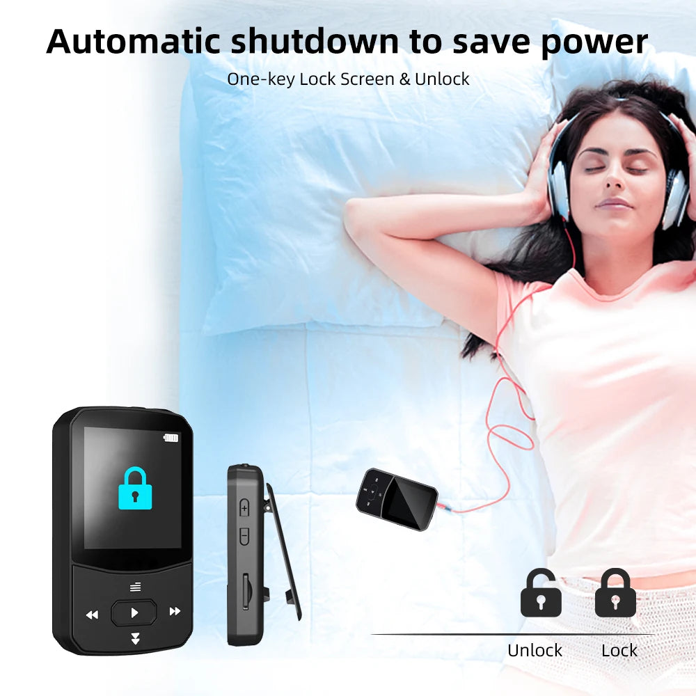Deelife Bluetooth 5.0 MP3 Mini Player Portable Clip Music Lossless HiFi Audio with FM Radio