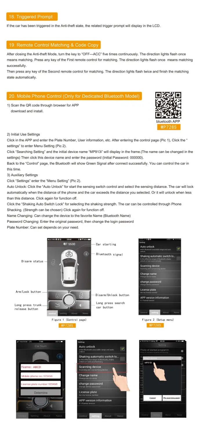 Intelligent System Car Alarm With Autostart Ignition Central Lock Smart Start Stop Engine Keyless Entry Connected Phone