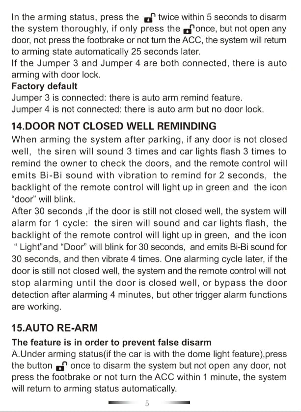 2 Way Car Alarm System Autostart Security Vibration Sound Light Prompt of Anti-Theft Alert Burglar Remote Control