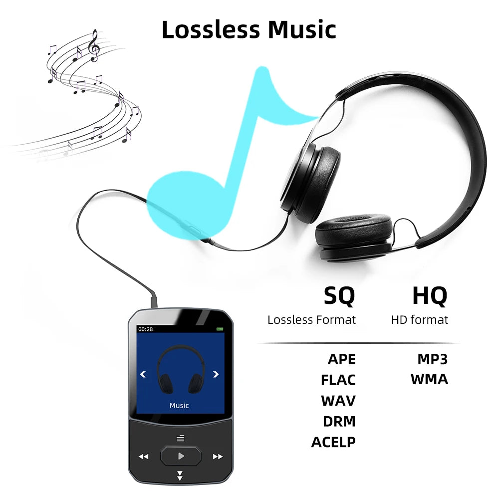 Deelife Bluetooth 5.0 MP3 Mini Player Portable Clip Music Lossless HiFi Audio with FM Radio