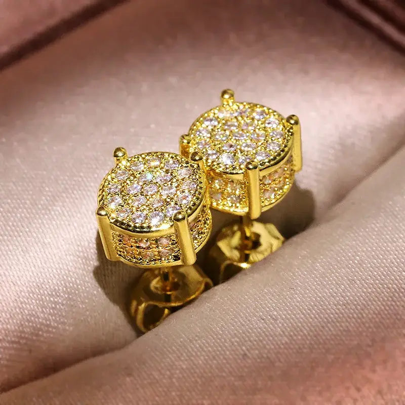 Hiphop Micro pave Lab Diamond Stud Earring Real 925 Sterling Silver Party Wedding Earrings for Women men Anniversary