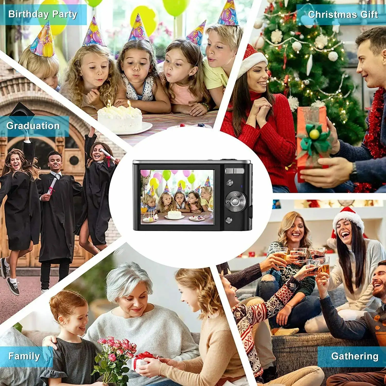 44MP Small Digital Camera 2.7K 2.88inch IPS Screen 16X Zoom Face Detection Vlogging for Photography Beginners Kids