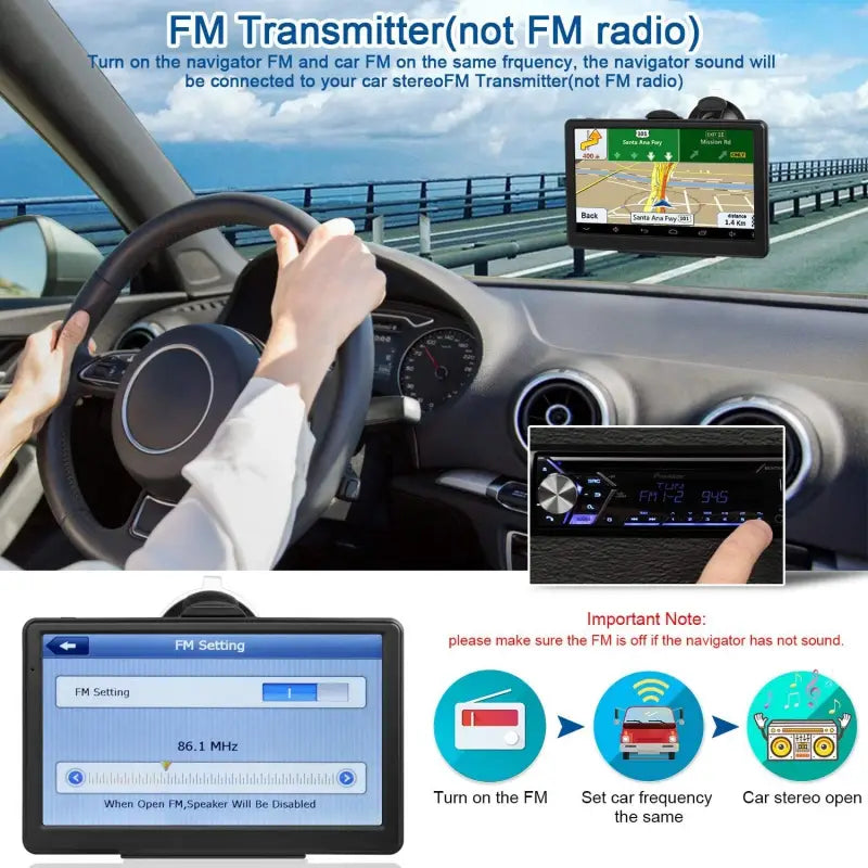 Car/ Truck GPS Navigation 7.0’’ HD Touch Screen FM + 8GB Bult