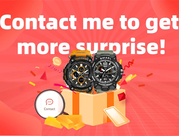 Sport Watch Men SMAEL 50M Waterproof Wristwatches Dual Time Display Multi-function Sports Clocks 8065 Mens Watches