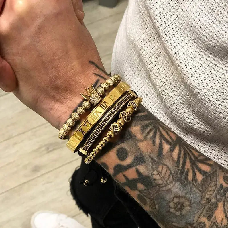 Men Bracelet jewelry 4pcs/set crown charms Macrame beads Bracelets Braiding Man Luxury Jewelry for women bracelet gift