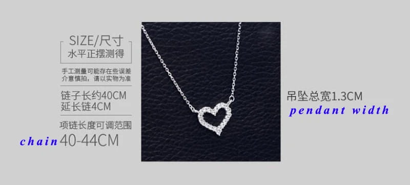DXJEL Republic Dropship Suppliers 100% 925 Sterling Silver Love Heart Necklaces for Women Vip Link Dropshipping Center