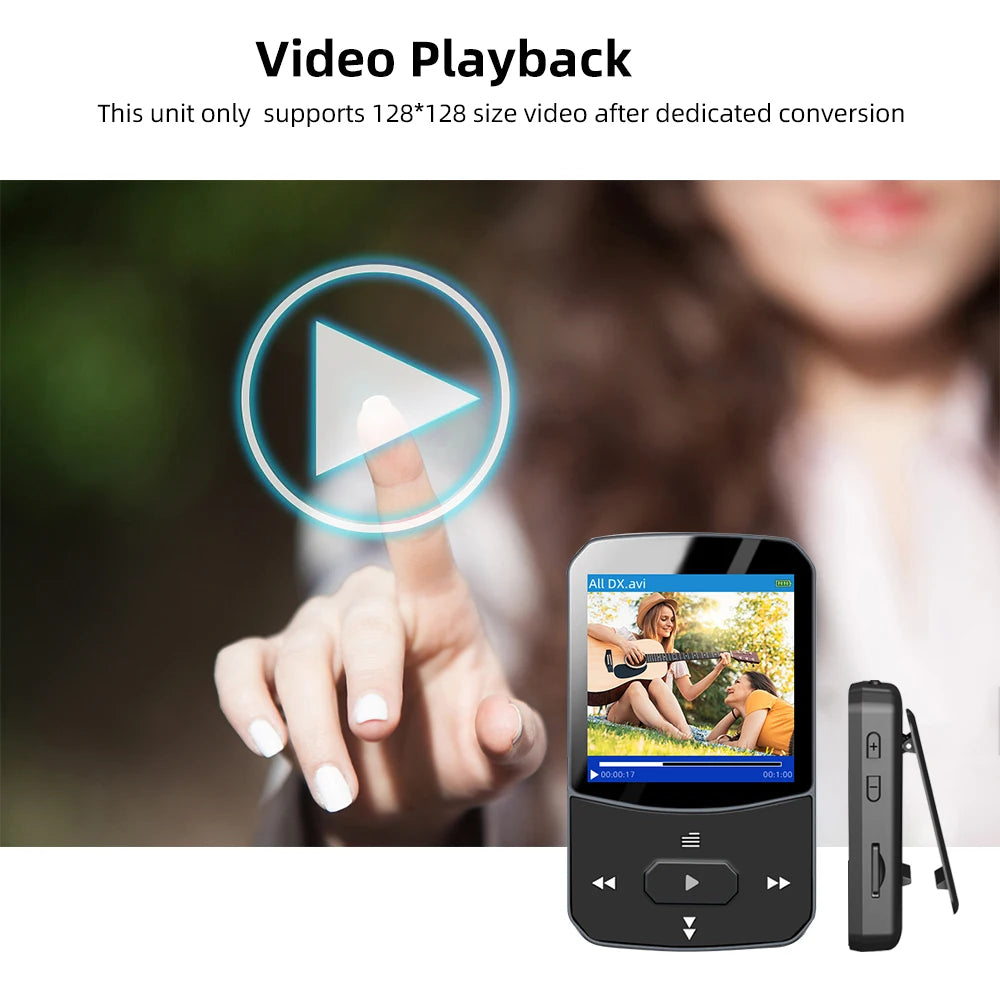 Deelife Bluetooth 5.0 MP3 Mini Player Portable Clip Music Lossless HiFi Audio with FM Radio