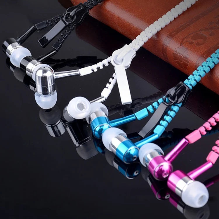 Wired earbuds Light Luminous Metal Zipper Earphone Glow In The Dark Hands Free Zipping Earhpones