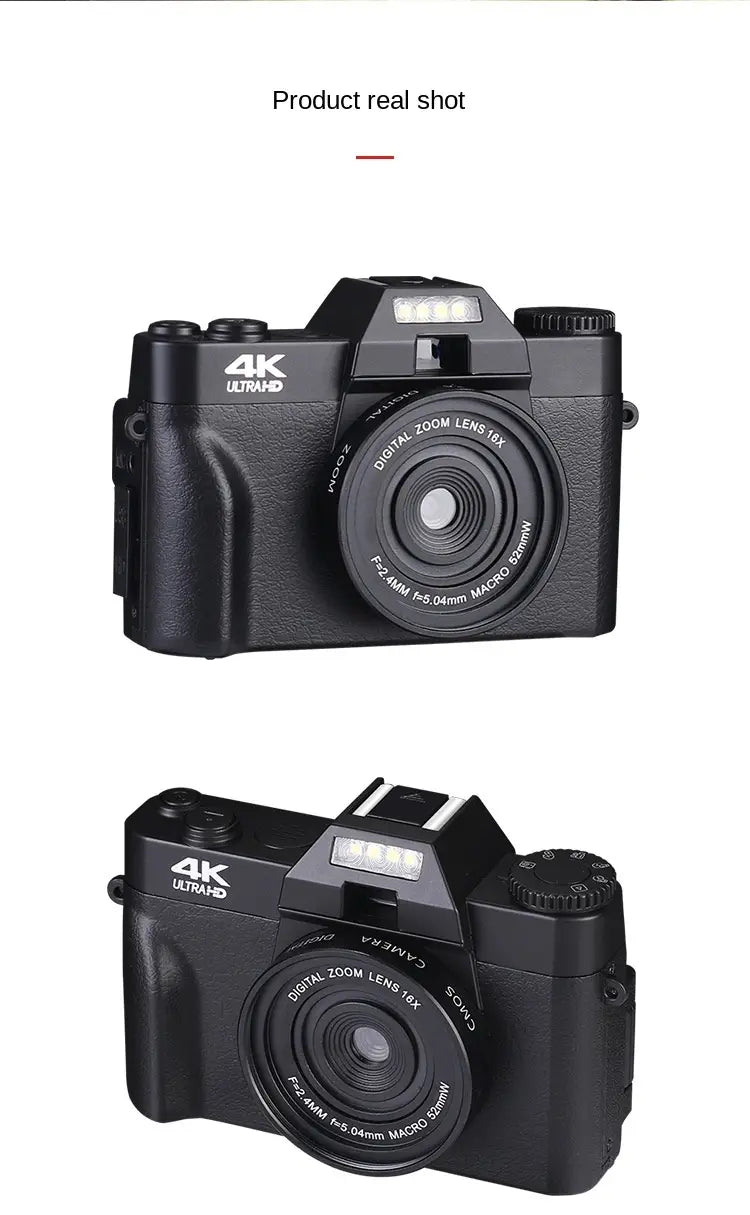 ELRVIKEC 2021 4K HD 16X Digital Camera Micro Single Retro With WiFi Professional Vlog External Lens