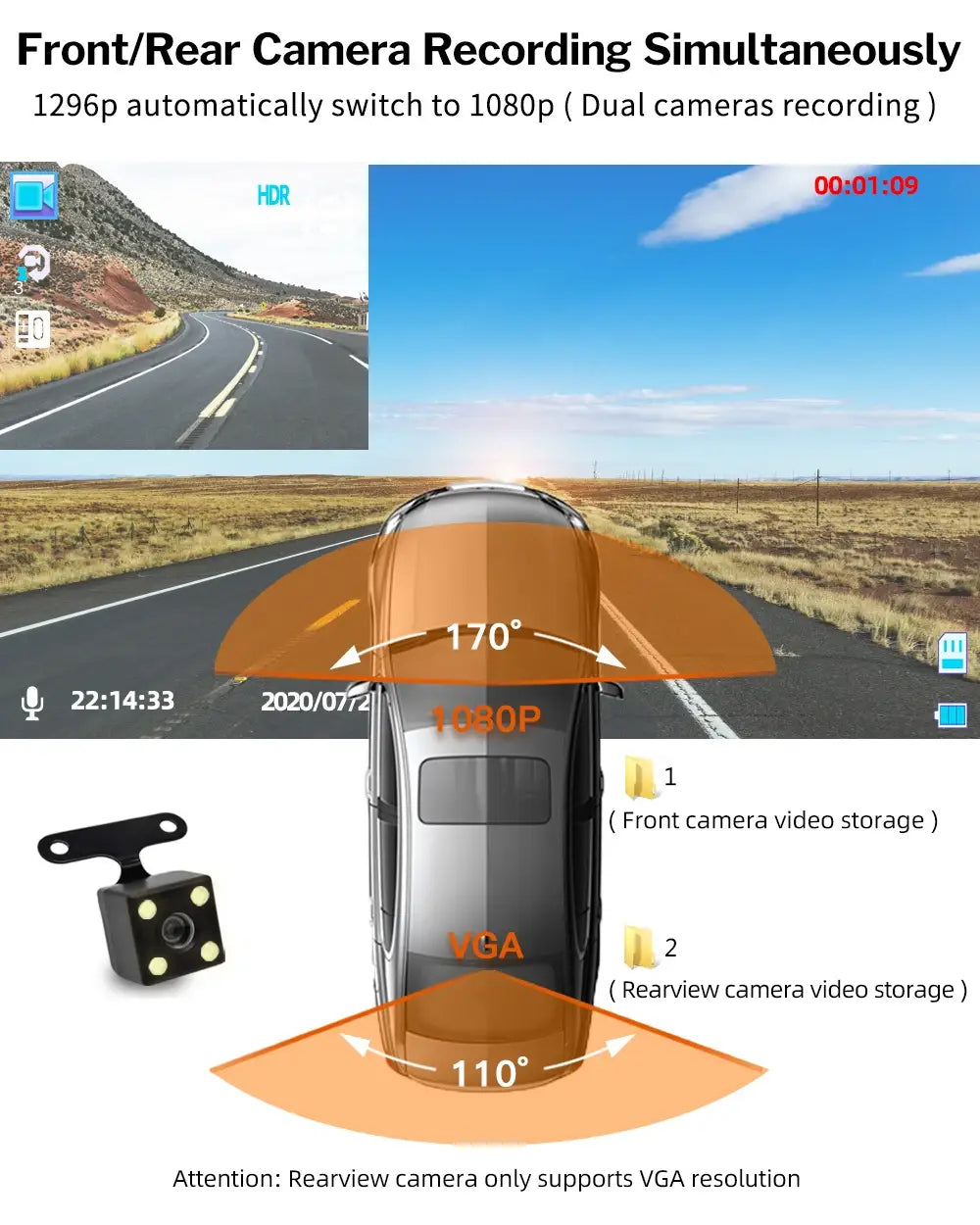 Deelife Car DVR 1296P Video Recorder Dash Cam