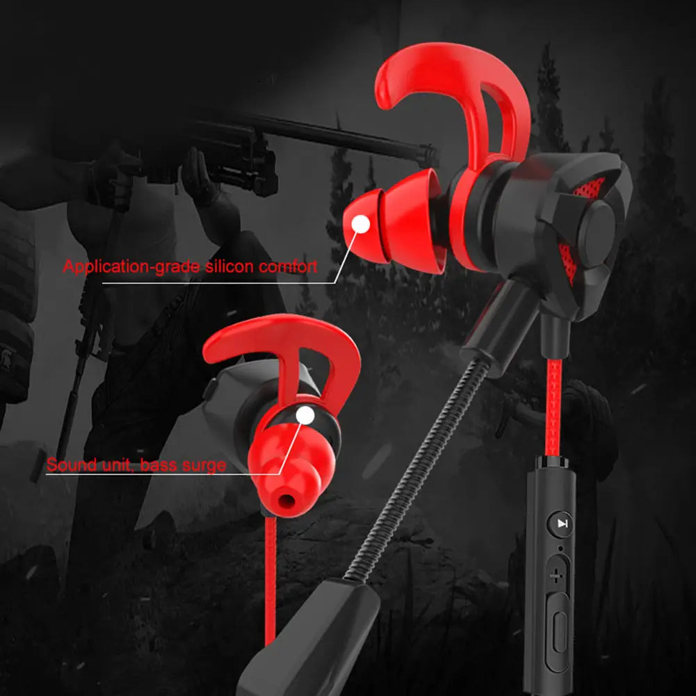 Portable Dynamic Noise Reduction In-Ear Wired Call Earphones Gaming Computer Earpiece With Dual Mic