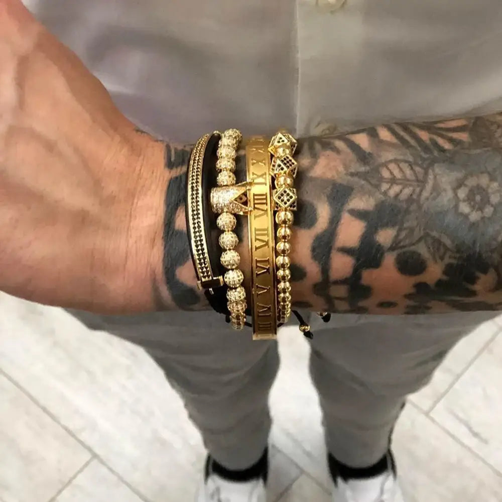 Men Bracelet jewelry 4pcs/set crown charms Macrame beads Bracelets Braiding Man Luxury Jewelry for women bracelet gift