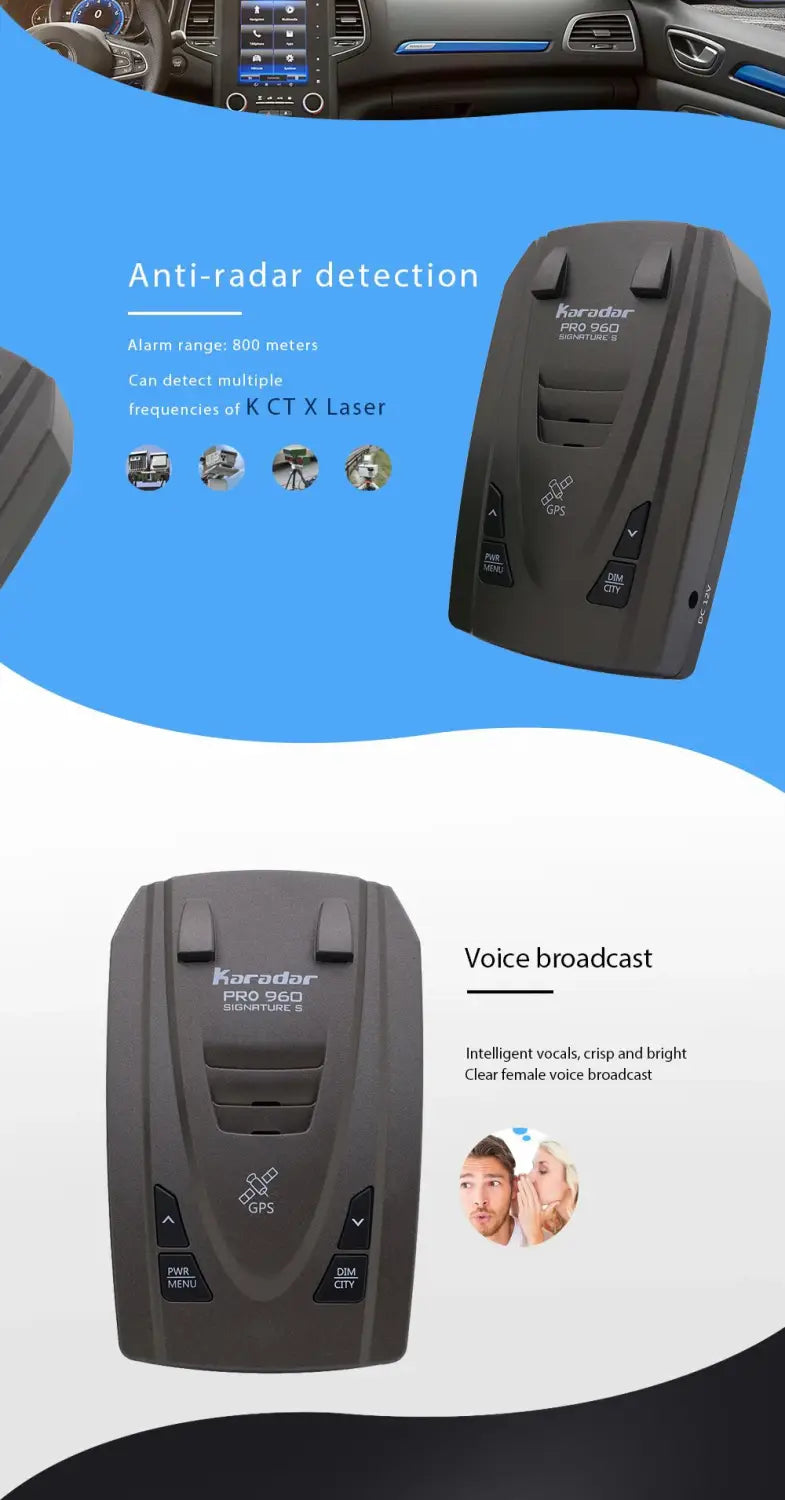 Karadar Pro960 Signature Radar GPS Antiradar Detector
