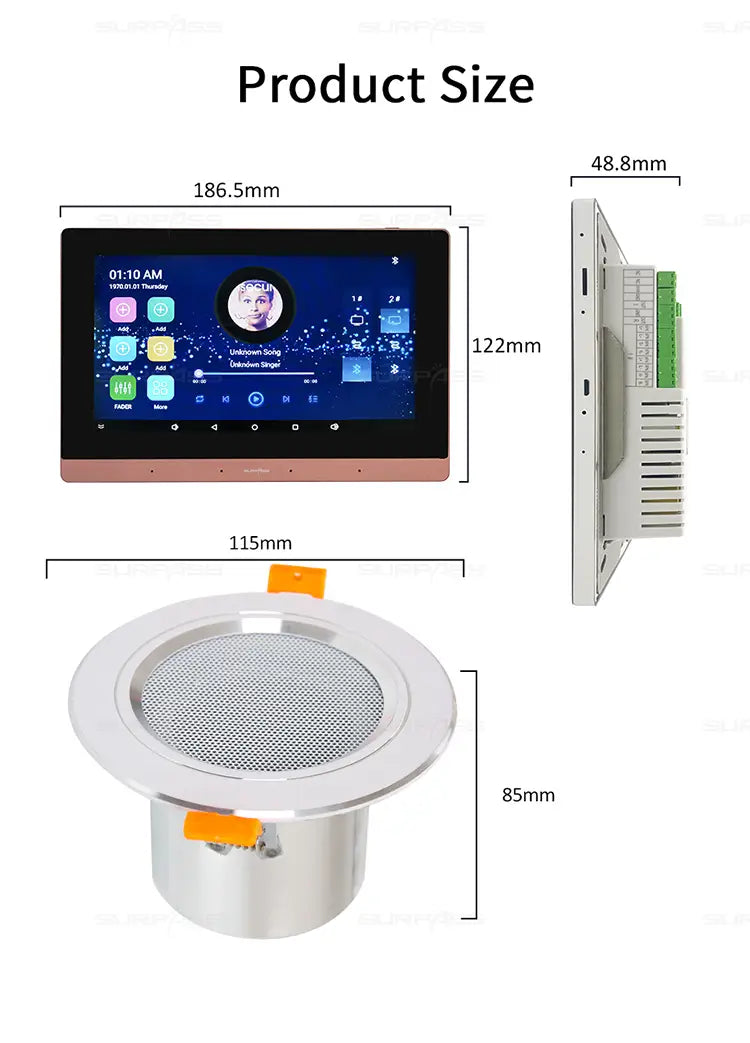 WiFi Audio Wall Amplifier 7 Inch Smart Home Stereo Sound