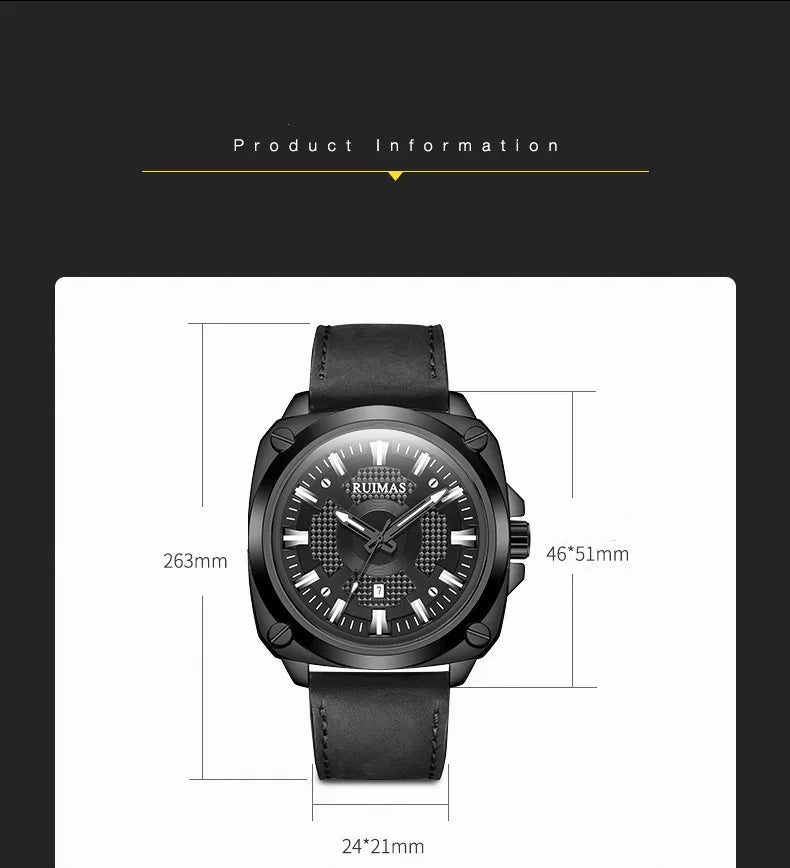 RUIMAS Men’s Quartz Watch - Leather Strap