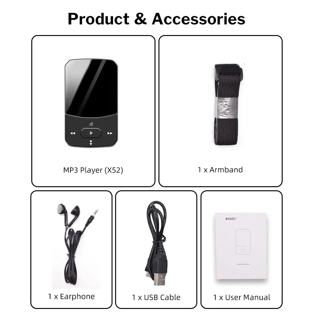 Deelife Bluetooth 5.0 MP3 Mini Player Portable Clip Music Lossless HiFi Audio with FM Radio