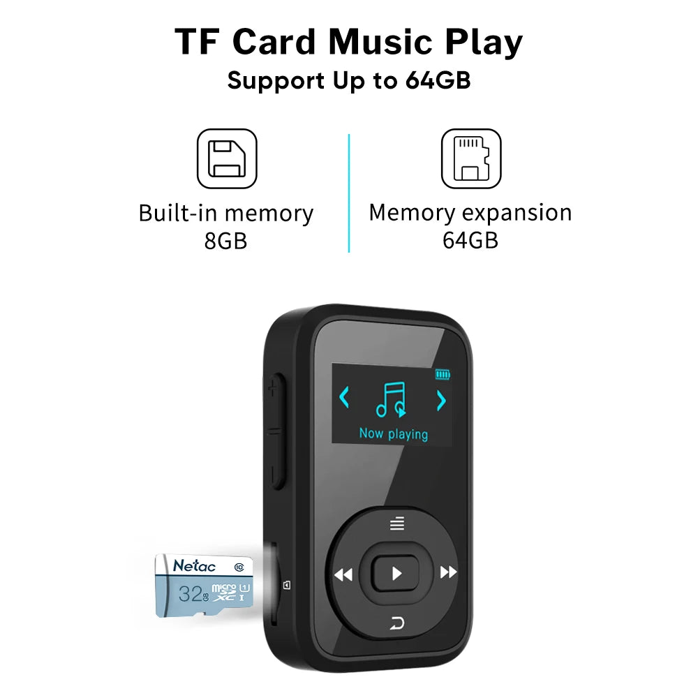 Deelife Bluetooth MP3 player Music Sport Clip Portable Walkman with Armband Mini Players FM Radio Ebook Voice Recorder