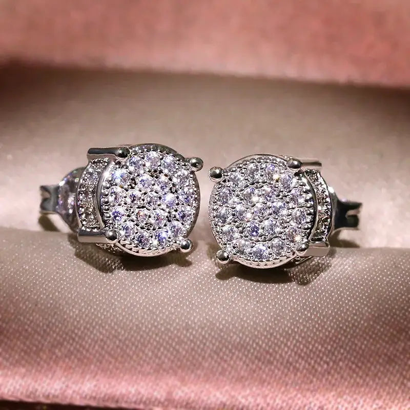 Hiphop Micro pave Lab Diamond Stud Earring Real 925 Sterling Silver Party Wedding Earrings for Women men Anniversary