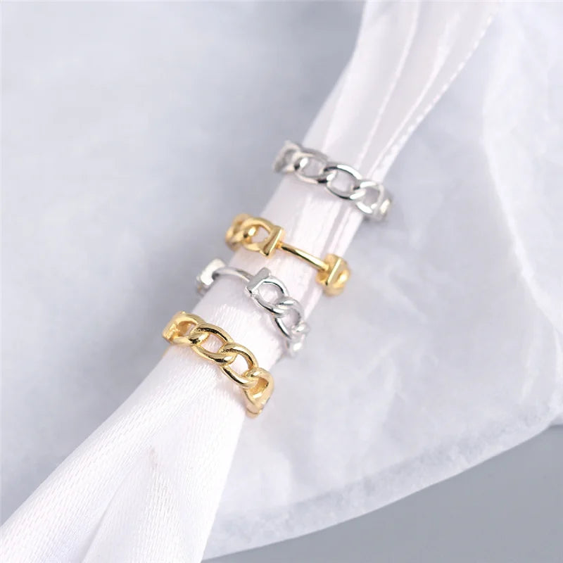 WANTME Real 100% 925 Sterling Silver Punk Hip-Hop Cuba Chain Gothic Studs Earrings for Fashion Women Jewelry Accessories
