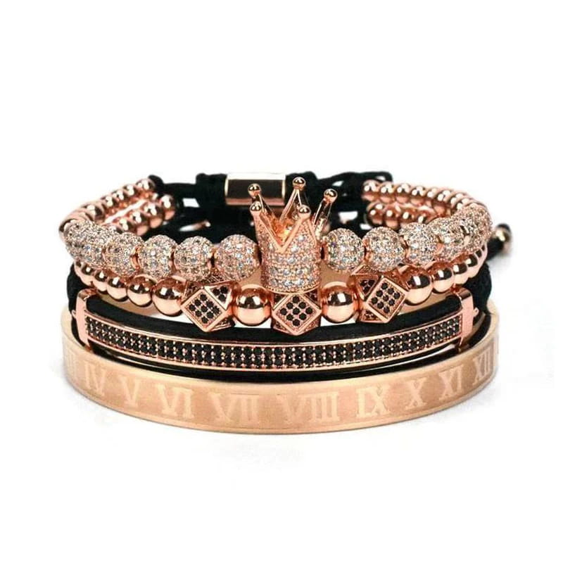 Men Bracelet jewelry 4pcs/set crown charms Macrame beads Bracelets Braiding Man Luxury Jewelry for women bracelet gift