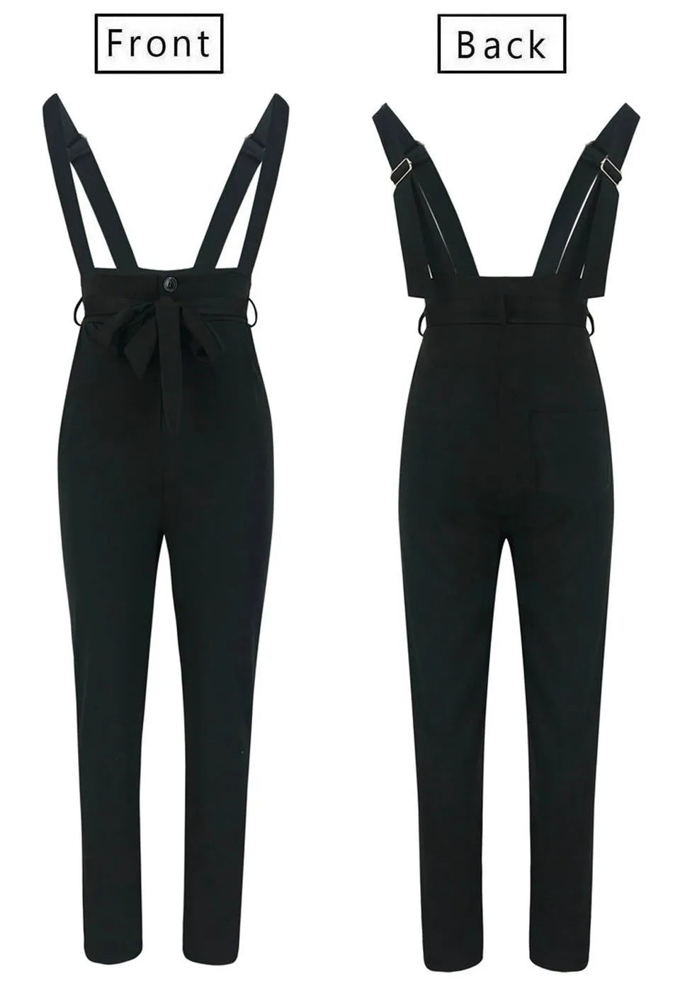 Women Streetwear Long Pants Bandage Design Button Pockets Decor High Waist Pencil Lady Slim Hips Shoulder Straps