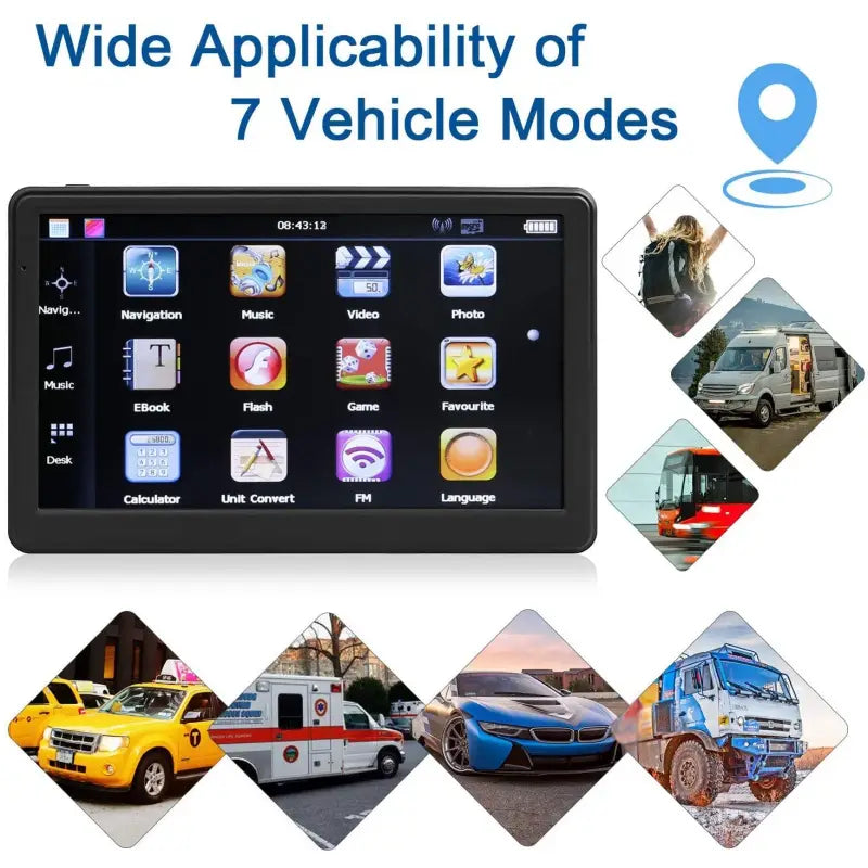 Car/ Truck GPS Navigation 7.0’’ HD Touch Screen FM + 8GB Bult