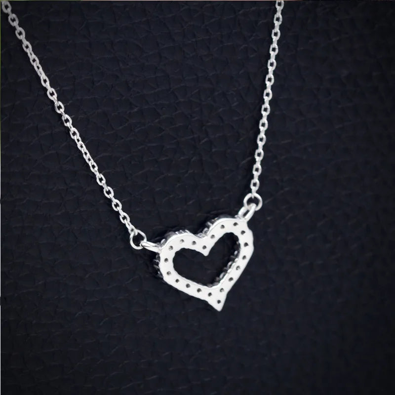 DXJEL Republic Dropship Suppliers 100% 925 Sterling Silver Love Heart Necklaces for Women Vip Link Dropshipping Center