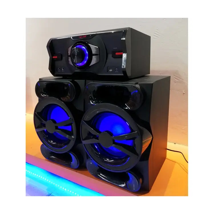 Mini Professional 100W RMS Home Theater System with New Red & Blue Party Trolley Speaker 50W*2 Output Power Made of Wood