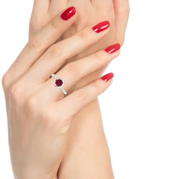 Rose Gold Flower Ring Set