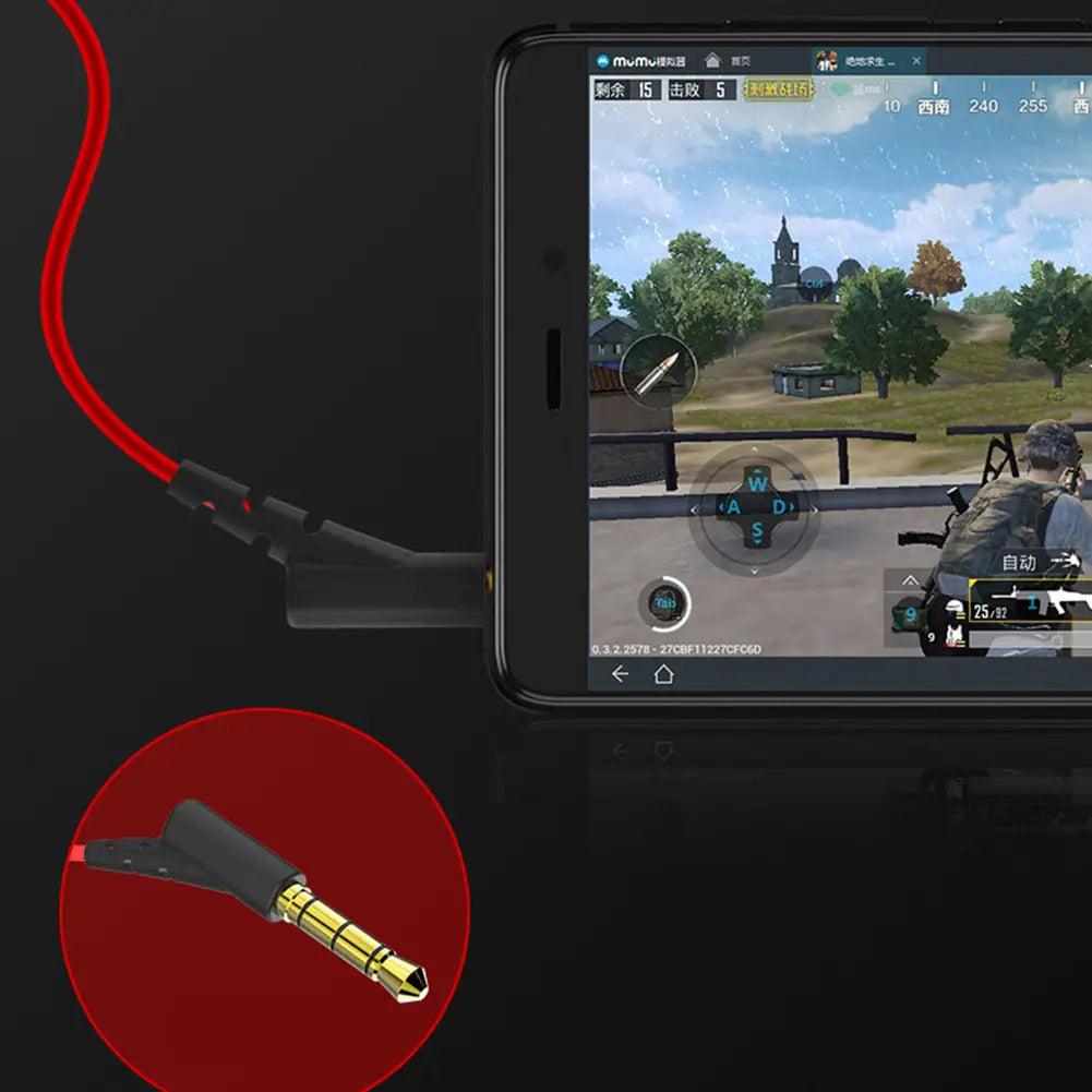 Portable Dynamic Noise Reduction In-Ear Wired Call Earphones Gaming Computer Earpiece With Dual Mic