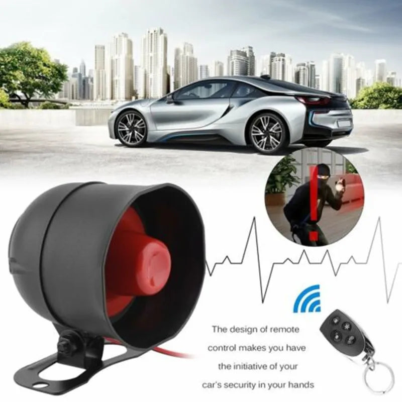 DOXINGYE Universal One Way Car Burglar Alarm Protective System Security Anti-theft Siren Horn +2 Remote Control