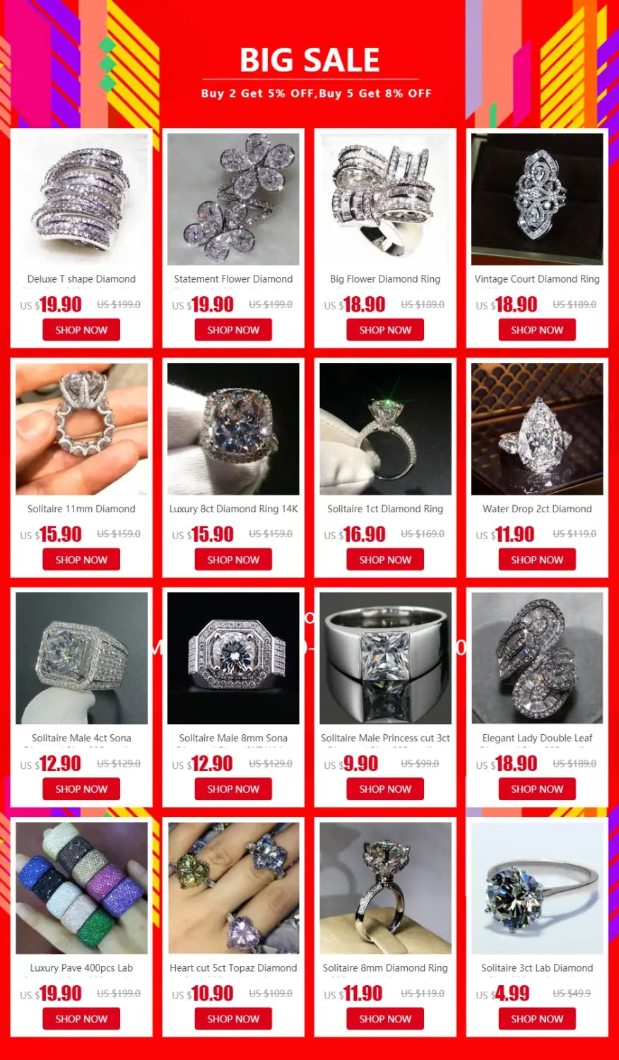 14K Gold Solitaire Male 2ct Lab Diamond Moissanite Ring 925 sterling silver Jewelry Engagement Wedding band Rings