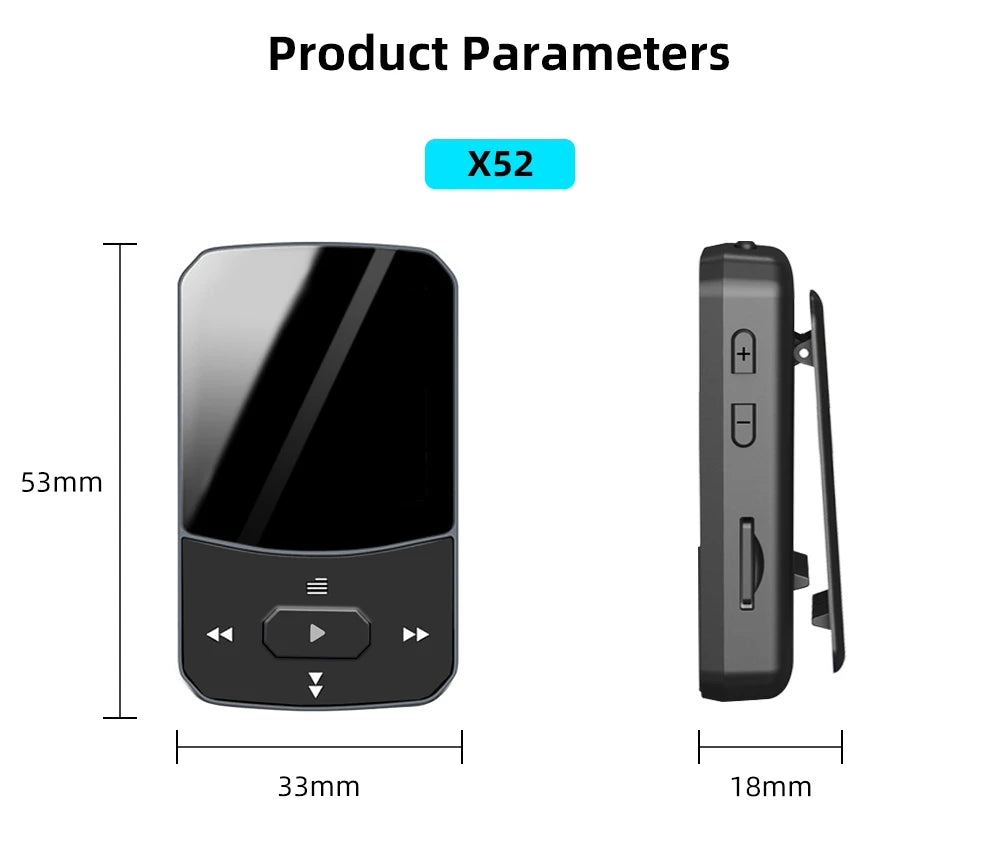 Deelife Bluetooth 5.0 MP3 Mini Player Portable Clip Music Lossless HiFi Audio with FM Radio