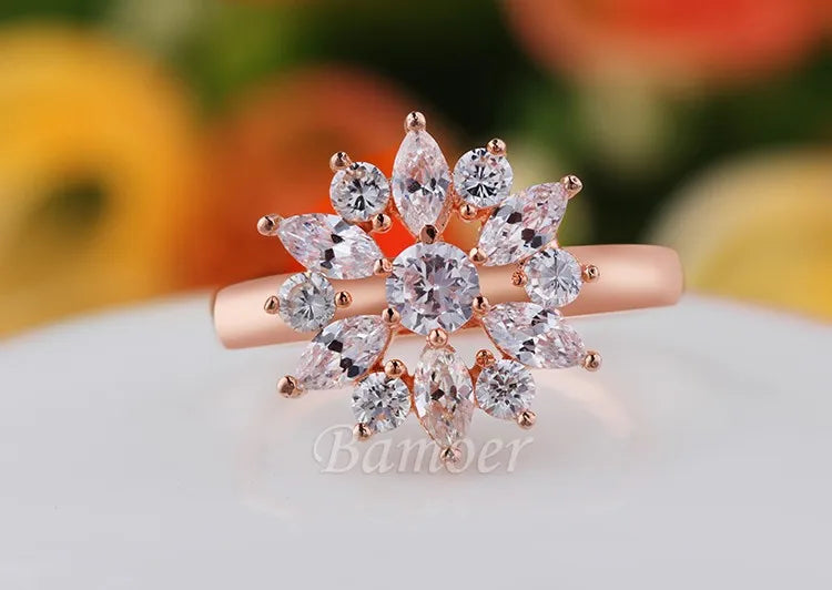 BAMOER Finger Ring with AAA Cubic Zircon Engagement Jewelry #6 7 8 9 JIR029