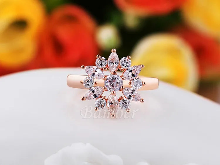 BAMOER Finger Ring with AAA Cubic Zircon Engagement Jewelry #6 7 8 9 JIR029